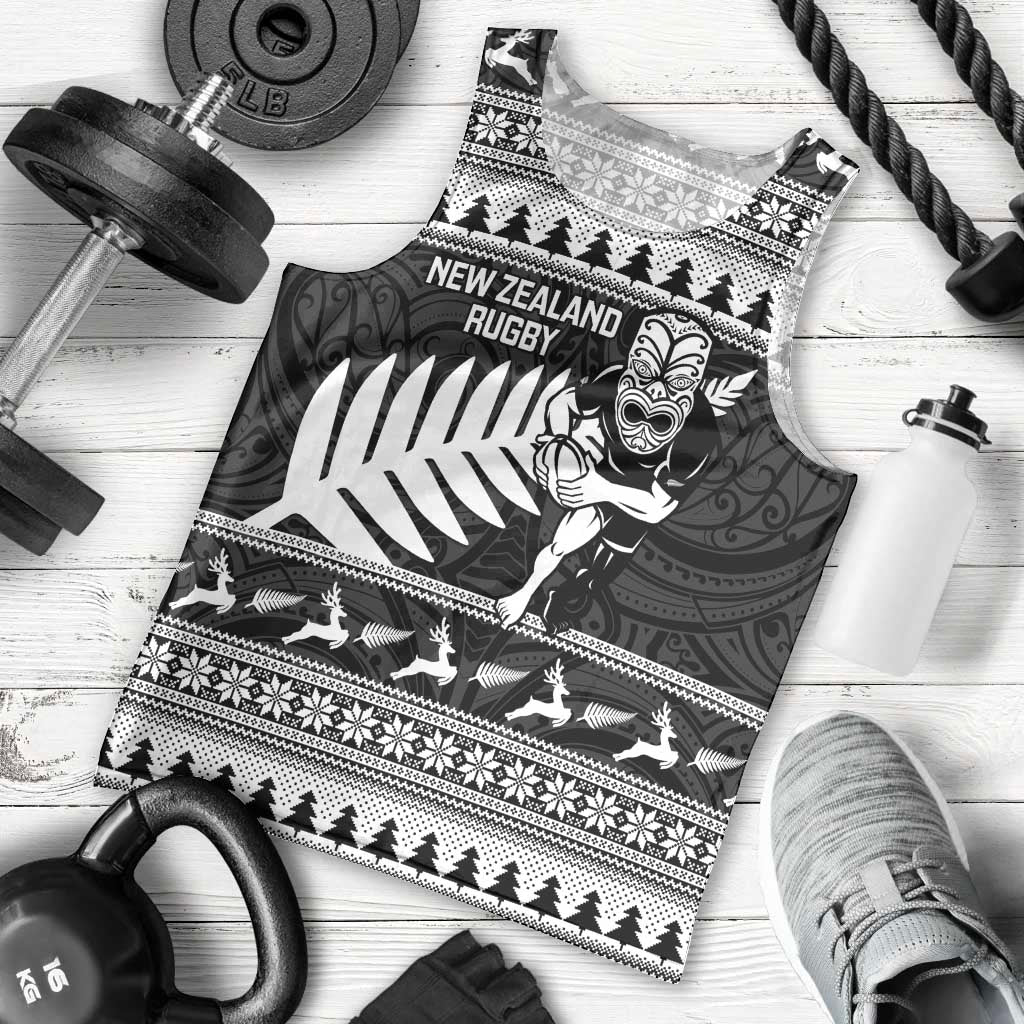 New Zealand Christmas Rugby Personalised Men Tank Top Meri Kirihimete All Black Maori - Polynesian Pride