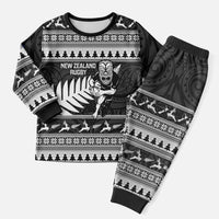 New Zealand Christmas Rugby Personalised Christmas Pajama Set Meri Kirihimete All Black Maori - Polynesian Pride