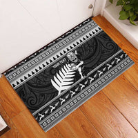 New Zealand Christmas Rugby Personalised Rubber Doormat Meri Kirihimete All Black Maori - Polynesian Pride