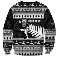 New Zealand Christmas Rugby Personalised Sweatshirt Meri Kirihimete All Black Maori - Polynesian Pride