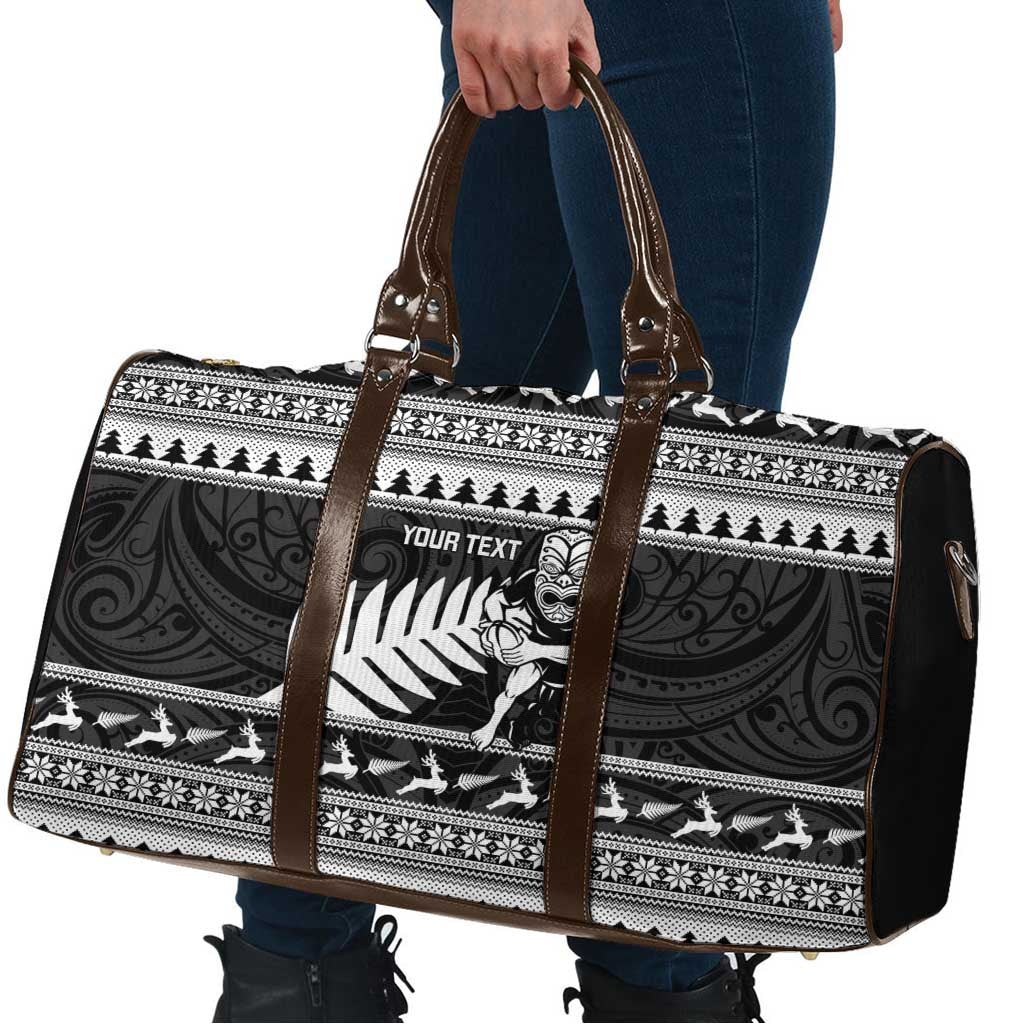 New Zealand Christmas Rugby Personalised Travel Bag Meri Kirihimete All Black Maori - Polynesian Pride