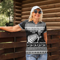 New Zealand Christmas Rugby Personalised Women Polo Shirt Meri Kirihimete All Black Maori - Polynesian Pride