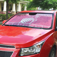 New Zealand Christmas Rugby Personalised Auto Sun Shade Meri Kirihimete All Black Maori Pink Version - Polynesian Pride