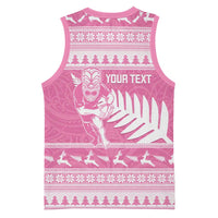 New Zealand Christmas Rugby Personalised Basketball Jersey Meri Kirihimete All Black Maori Pink Version - Polynesian Pride