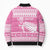 New Zealand Christmas Rugby Personalised Bomber Puffer Jacket Meri Kirihimete All Black Maori Pink Version - Polynesian Pride