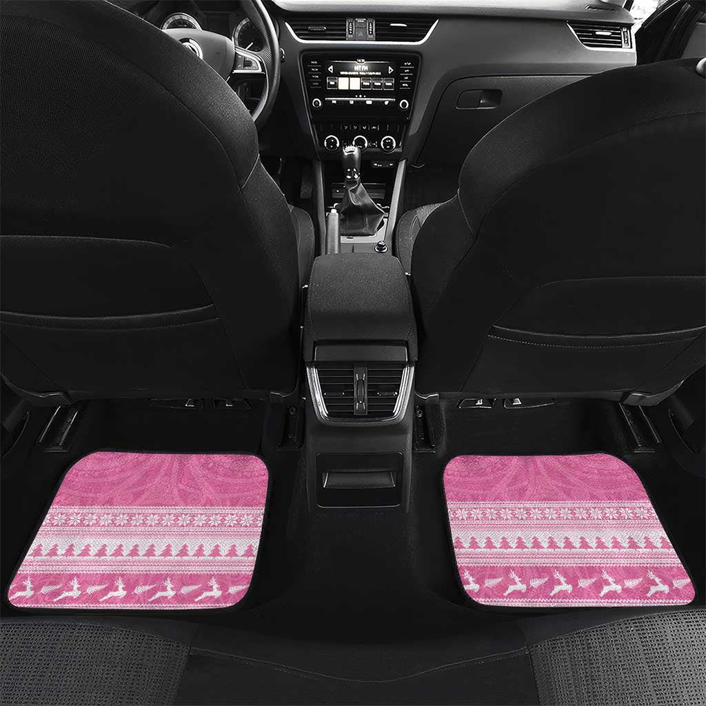 New Zealand Christmas Rugby Personalised Car Mats Meri Kirihimete All Black Maori Pink Version - Polynesian Pride