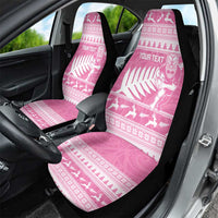 New Zealand Christmas Rugby Personalised Car Seat Cover Meri Kirihimete All Black Maori Pink Version - Polynesian Pride