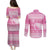 New Zealand Christmas Rugby Personalised Couples Matching Puletasi and Long Sleeve Button Shirt Meri Kirihimete All Black Maori Pink Version - Polynesian Pride