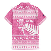 New Zealand Christmas Rugby Personalised Family Matching Mermaid Dress and Hawaiian Shirt Meri Kirihimete All Black Maori Pink Version - Polynesian Pride