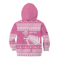 New Zealand Christmas Rugby Personalised Kid Hoodie Meri Kirihimete All Black Maori Pink Version - Polynesian Pride
