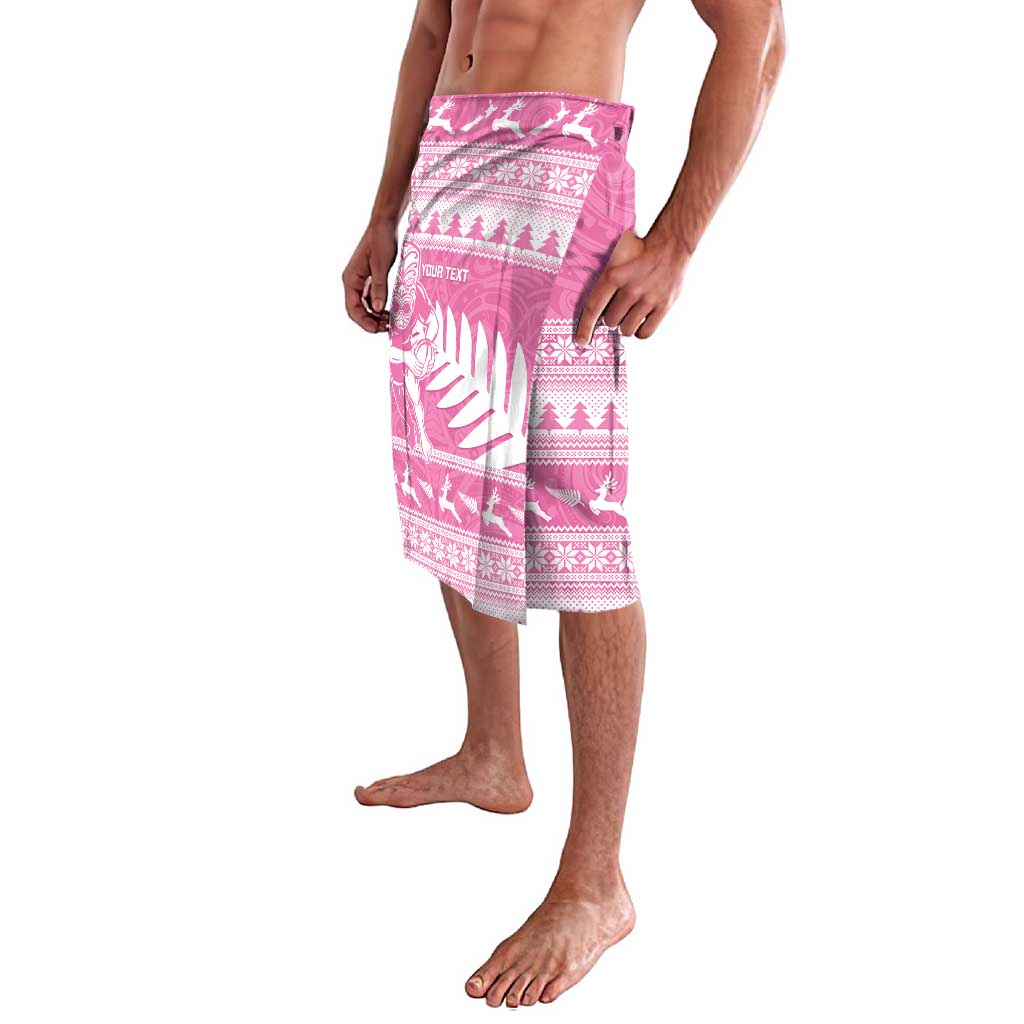 New Zealand Christmas Rugby Personalised Lavalava Meri Kirihimete All Black Maori Pink Version - Polynesian Pride
