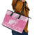 New Zealand Christmas Rugby Personalised Leather Tote Bag Meri Kirihimete All Black Maori Pink Version - Polynesian Pride