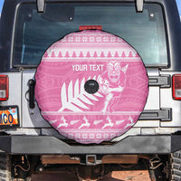 New Zealand Christmas Rugby Personalised Spare Tire Cover Meri Kirihimete All Black Maori Pink Version - Polynesian Pride