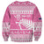 New Zealand Christmas Rugby Personalised Sweatshirt Meri Kirihimete All Black Maori Pink Version - Polynesian Pride