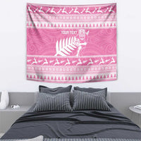 New Zealand Christmas Rugby Personalised Tapestry Meri Kirihimete All Black Maori Pink Version - Polynesian Pride