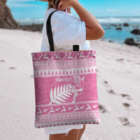 New Zealand Christmas Rugby Personalised Tote Bag Meri Kirihimete All Black Maori Pink Version - Polynesian Pride