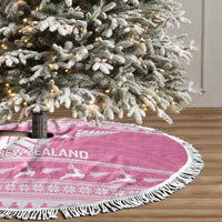 New Zealand Christmas Rugby Tree Skirt Meri Kirihimete All Black Maori Pink Version - Polynesian Pride