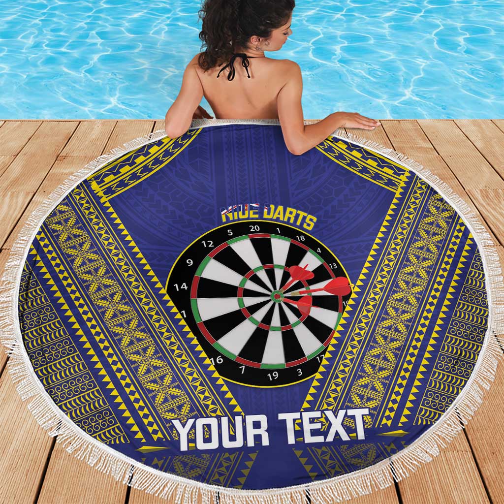 Personalised Niue Darts Beach Blanket Dart Board Hiapo Pattern - Polynesian Pride