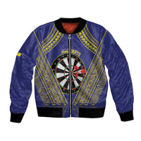 Personalised Niue Darts Bomber Jacket Dart Board Hiapo Pattern - Polynesian Pride