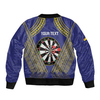 Personalised Niue Darts Bomber Jacket Dart Board Hiapo Pattern - Polynesian Pride