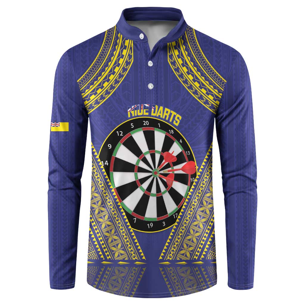 Personalised Niue Darts Button Sweatshirt Dart Board Hiapo Pattern - Polynesian Pride