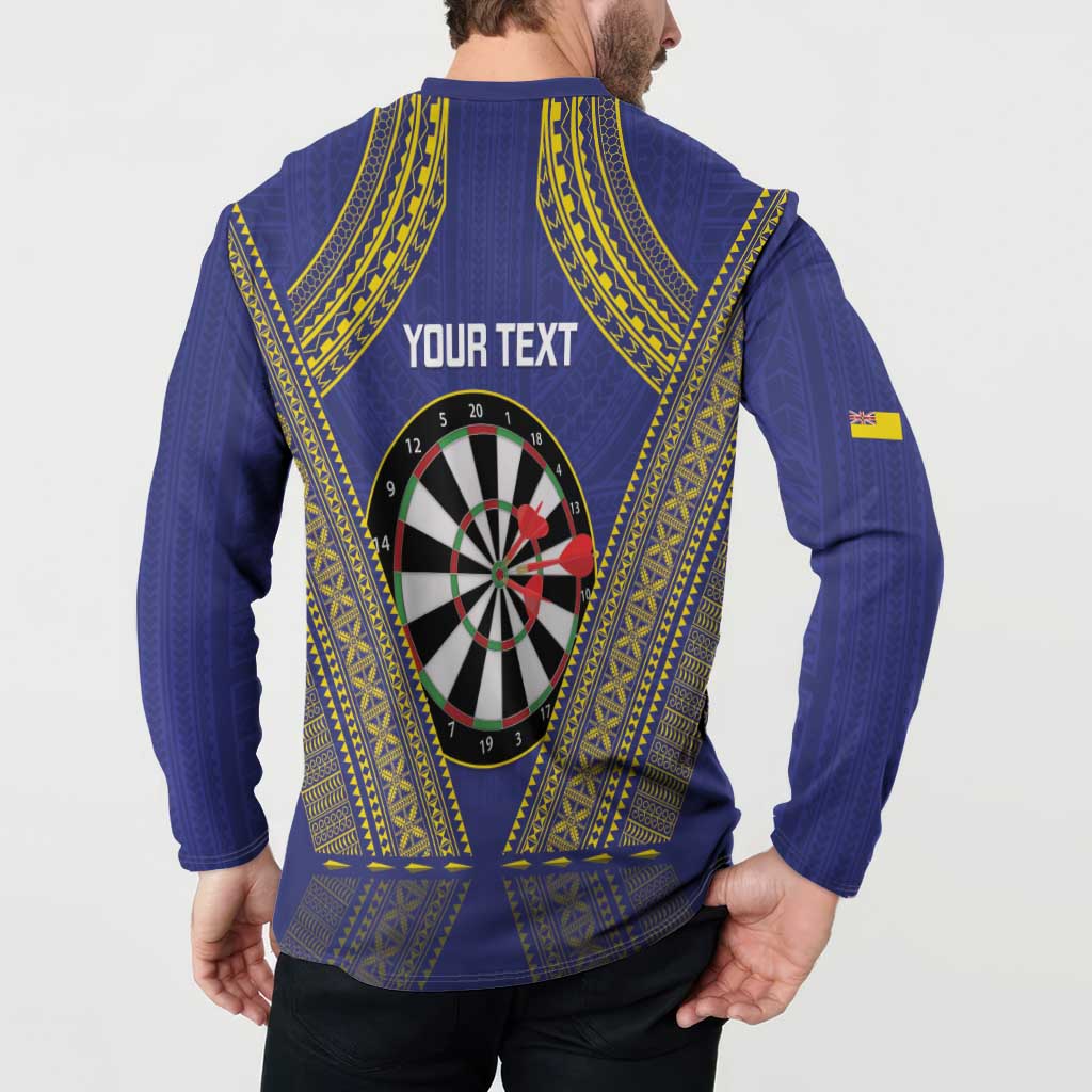 Personalised Niue Darts Button Sweatshirt Dart Board Hiapo Pattern - Polynesian Pride