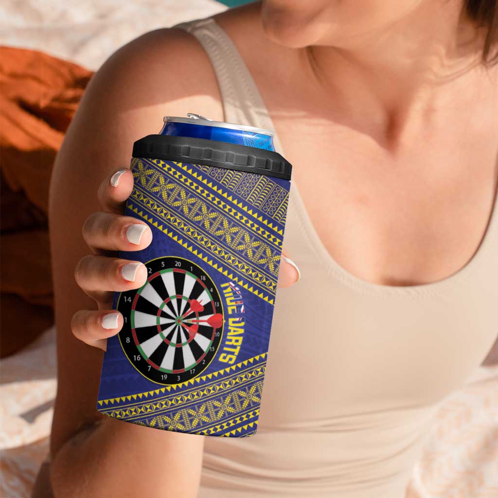 Personalised Niue Darts 4 in 1 Can Cooler Tumbler Dart Board Hiapo Pattern - Polynesian Pride