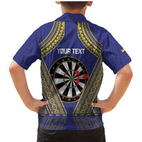 Personalised Niue Darts Family Matching Mermaid Dress and Hawaiian Shirt Dart Board Hiapo Pattern - Polynesian Pride