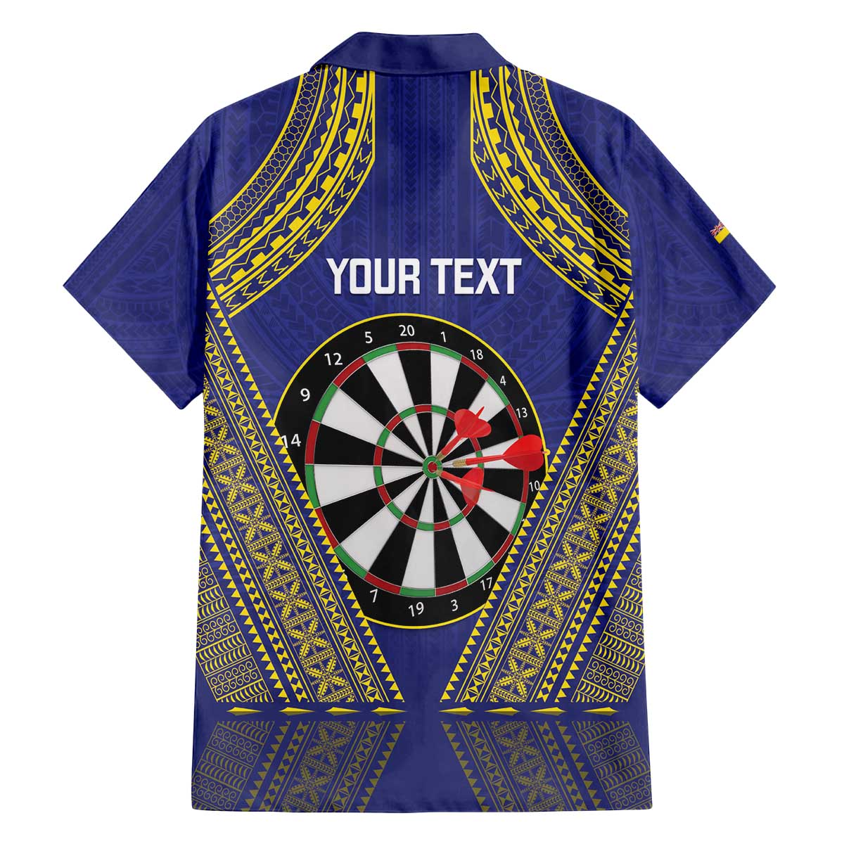 Personalised Niue Darts Family Matching Off The Shoulder Long Sleeve Dress and Hawaiian Shirt Dart Board Hiapo Pattern - Polynesian Pride
