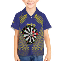 Personalised Niue Darts Family Matching Off The Shoulder Long Sleeve Dress and Hawaiian Shirt Dart Board Hiapo Pattern - Polynesian Pride