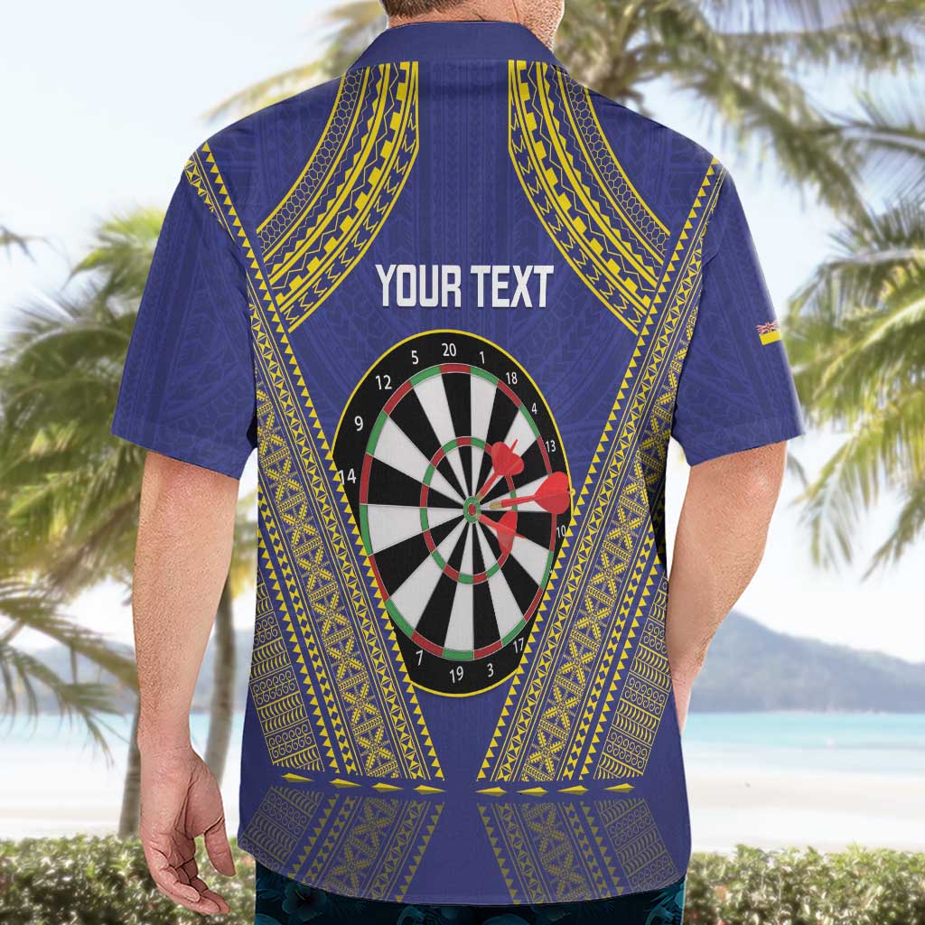Personalised Niue Darts Hawaiian Shirt Dart Board Hiapo Pattern - Polynesian Pride