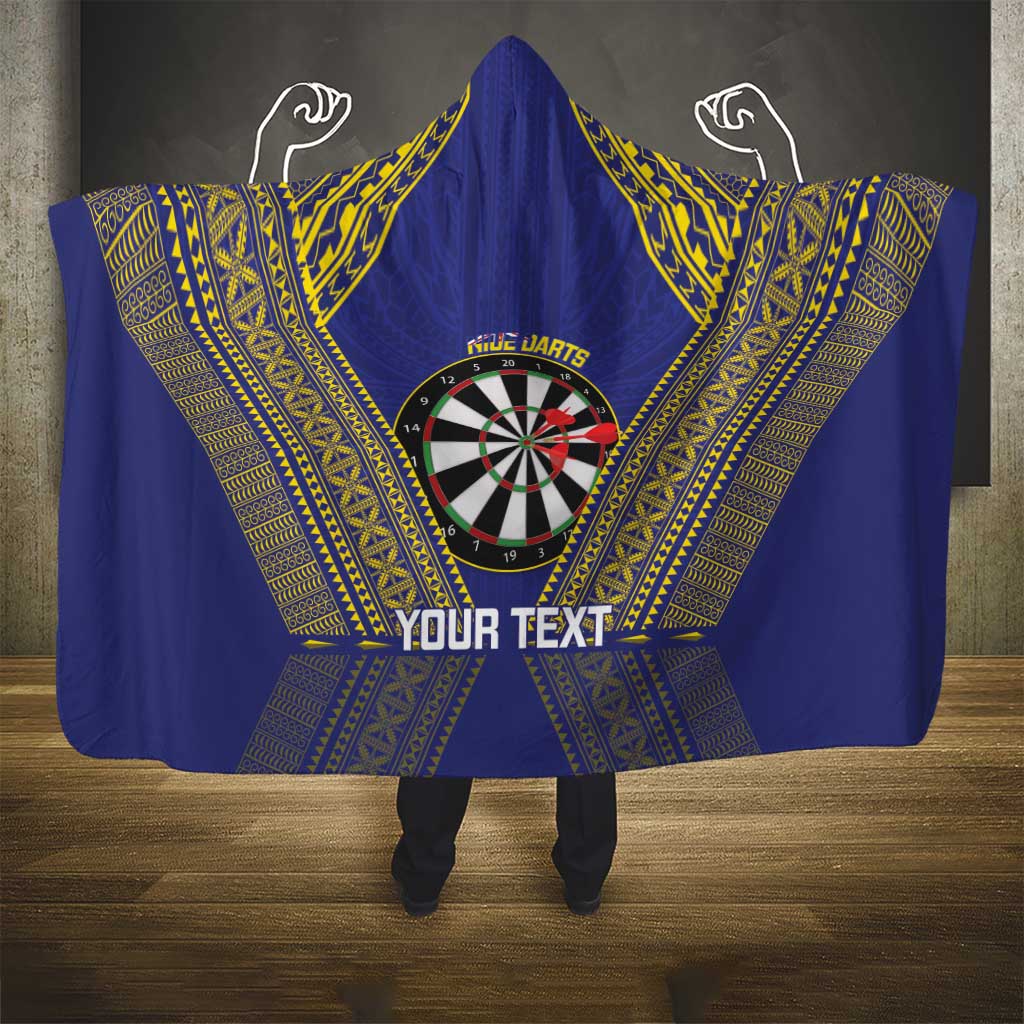 Personalised Niue Darts Hooded Blanket Dart Board Hiapo Pattern - Polynesian Pride