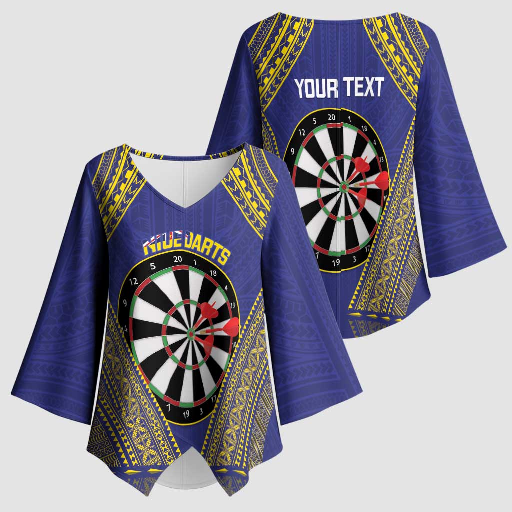 Personalised Niue Darts Kimono Sleeve Blouse Dart Board Hiapo Pattern - Polynesian Pride