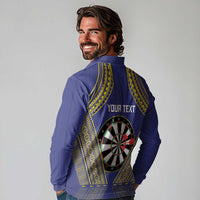 Personalised Niue Darts Long Sleeve Polo Shirt Dart Board Hiapo Pattern - Polynesian Pride