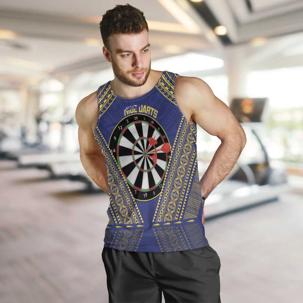 Personalised Niue Darts Men Tank Top Dart Board Hiapo Pattern - Polynesian Pride