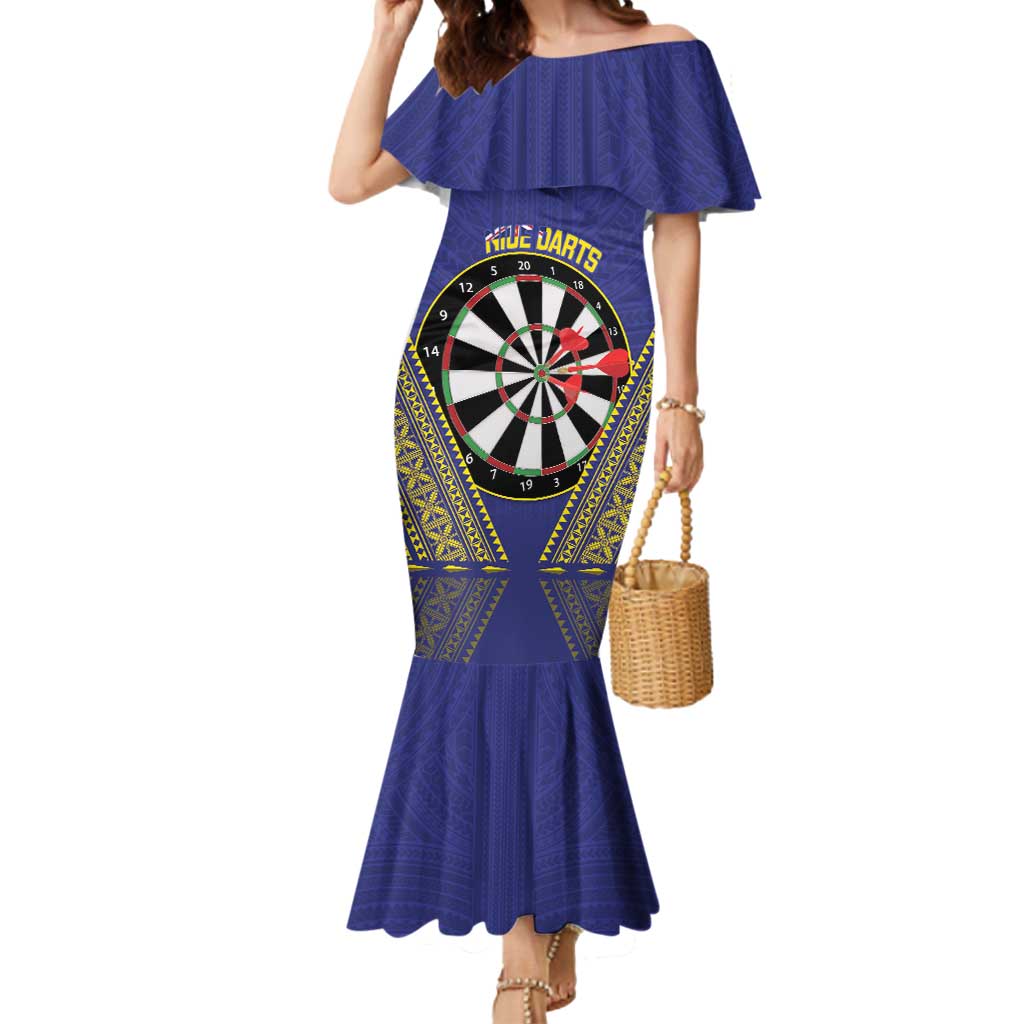 Personalised Niue Darts Mermaid Dress Dart Board Hiapo Pattern - Polynesian Pride