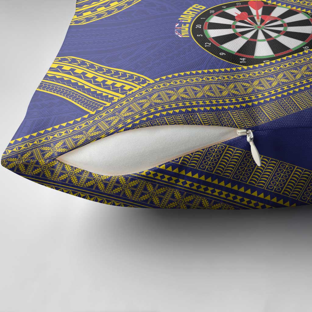 Personalised Niue Darts Pillow Cover Dart Board Hiapo Pattern - Polynesian Pride