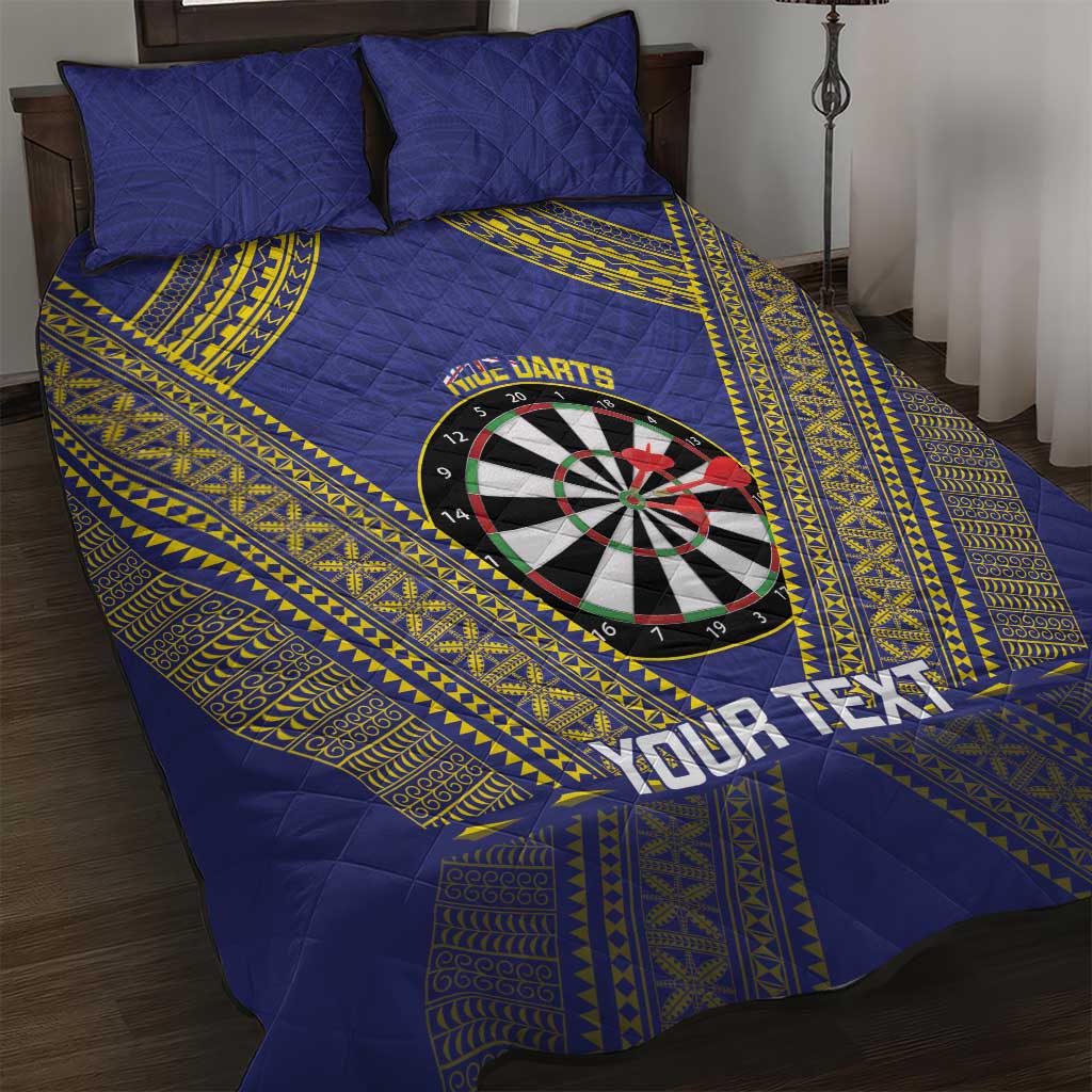 Personalised Niue Darts Quilt Bed Set Dart Board Hiapo Pattern - Polynesian Pride