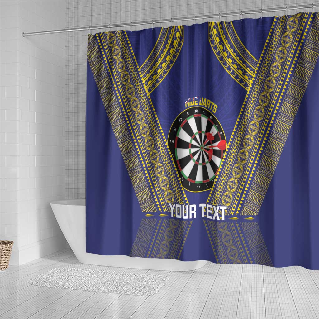 Personalised Niue Darts Shower Curtain Dart Board Hiapo Pattern - Polynesian Pride