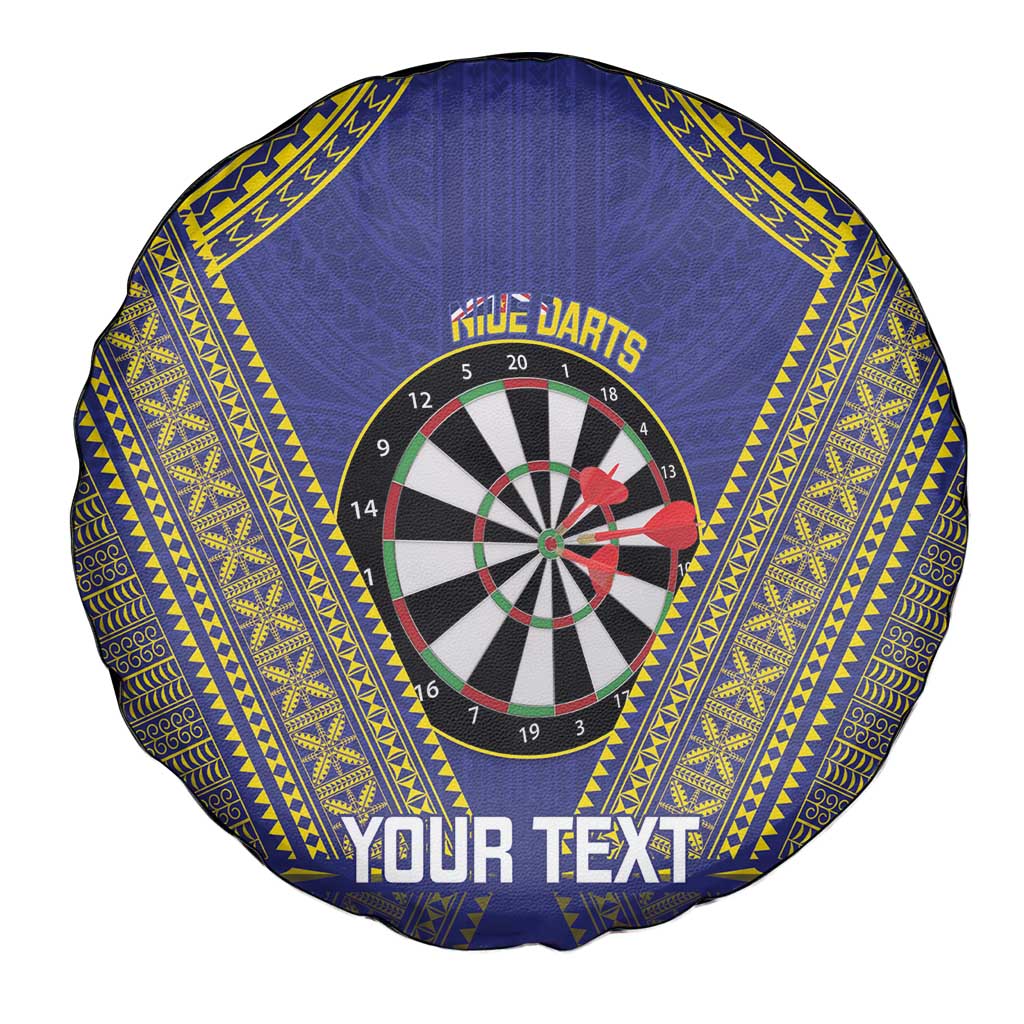 Personalised Niue Darts Spare Tire Cover Dart Board Hiapo Pattern - Polynesian Pride