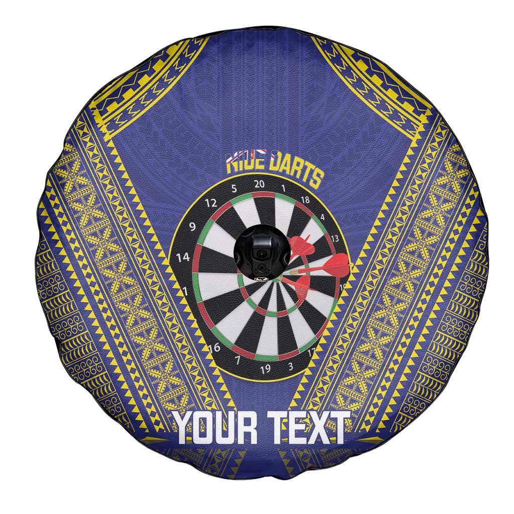 Personalised Niue Darts Spare Tire Cover Dart Board Hiapo Pattern - Polynesian Pride