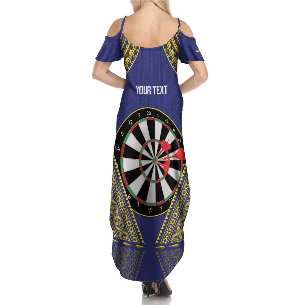 Personalised Niue Darts Summer Maxi Dress Dart Board Hiapo Pattern - Polynesian Pride