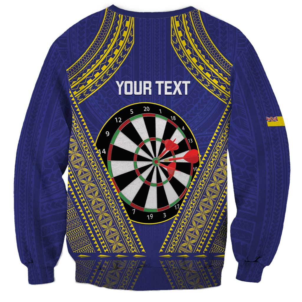 Personalised Niue Darts Sweatshirt Dart Board Hiapo Pattern - Polynesian Pride