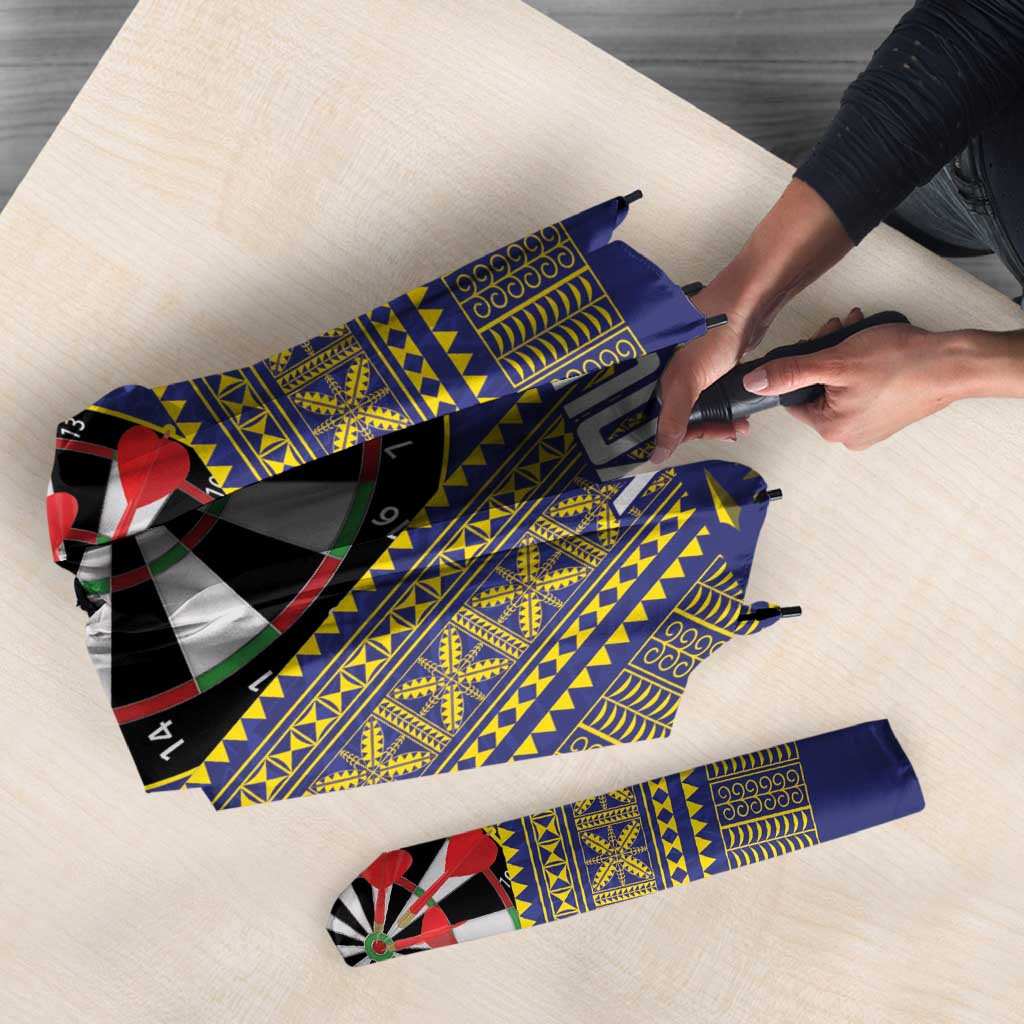 Personalised Niue Darts Umbrella Dart Board Hiapo Pattern - Polynesian Pride