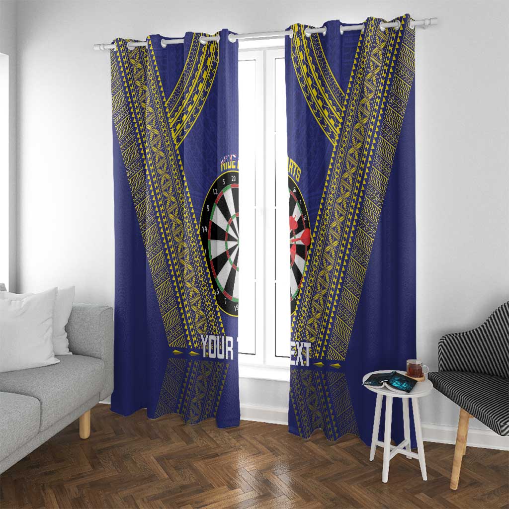 Personalised Niue Darts Window Curtain Dart Board Hiapo Pattern - Polynesian Pride