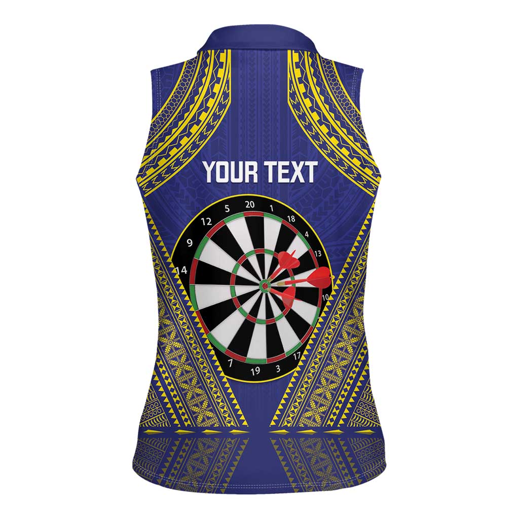 Personalised Niue Darts Women Sleeveless Polo Shirt Dart Board Hiapo Pattern - Polynesian Pride