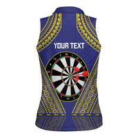 Personalised Niue Darts Women Sleeveless Polo Shirt Dart Board Hiapo Pattern - Polynesian Pride