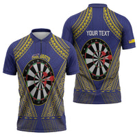 Personalised Niue Darts Zipper Polo Shirt Dart Board Hiapo Pattern - Polynesian Pride