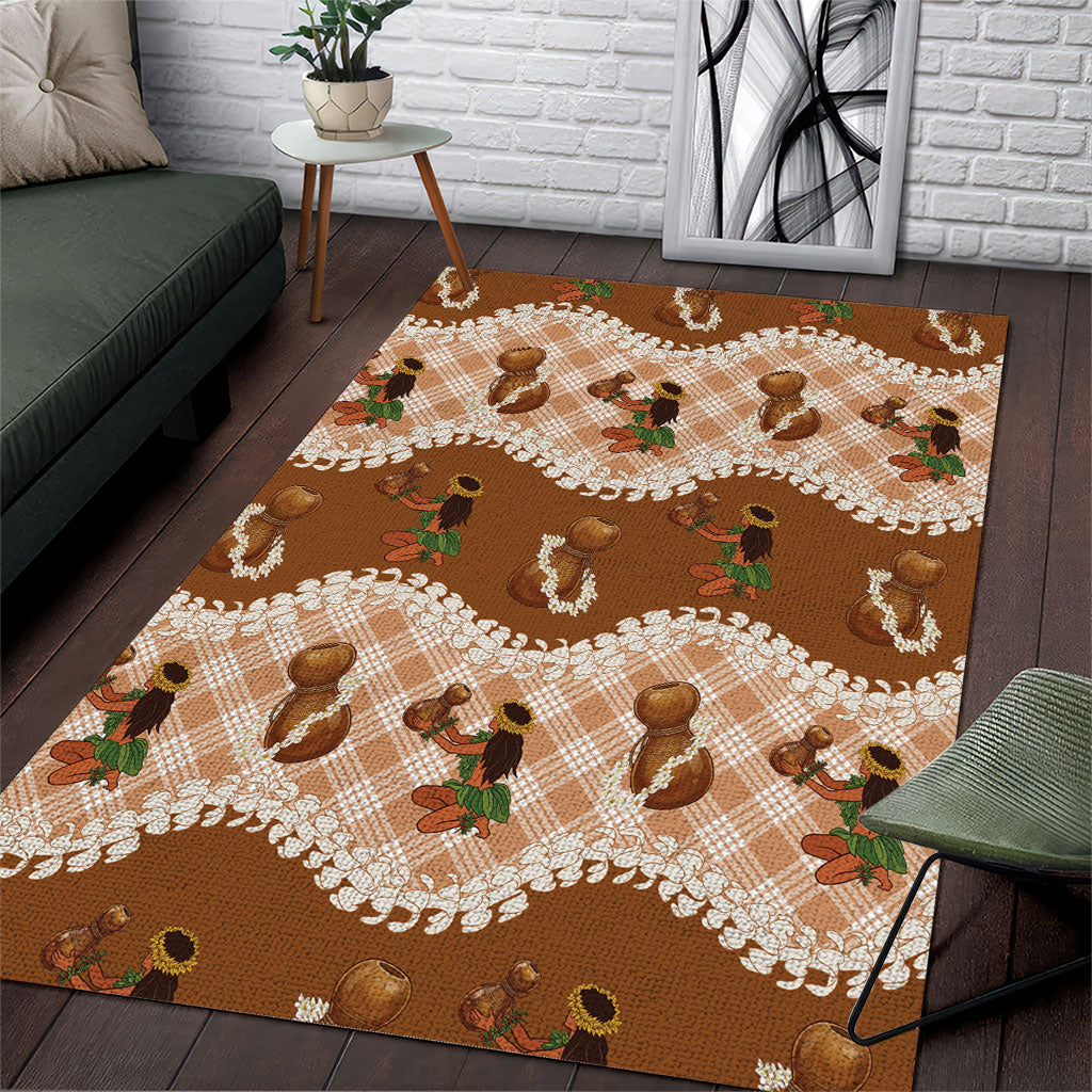 Ipu Heke Hawaii Makahiki Area Rug Hawaiian Puakenikeni Lei Hula Girl Palaka Motifs