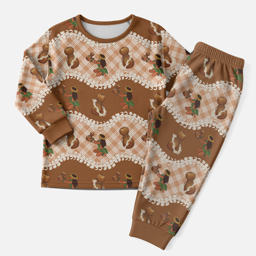 Ipu Heke Hawaii Makahiki Christmas Pajama Set Hawaiian Puakenikeni Lei Hula Girl Palaka Motifs